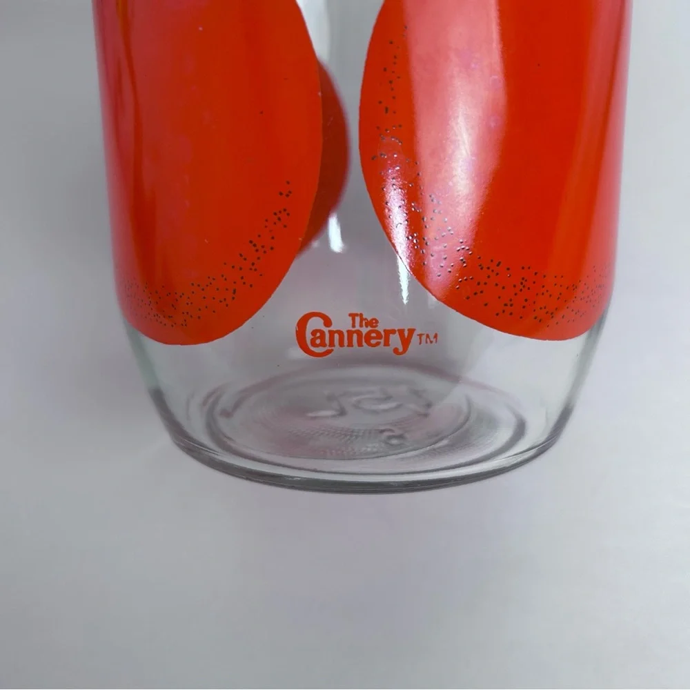 Vintage 60's The Cannery‎ Hinged Glass Jar Container with Orange Design 1.5L